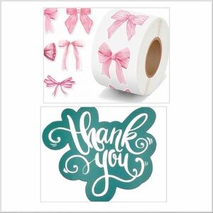 Thank You Design Cards 50pc and Stickers “ Ribbons” 500pc